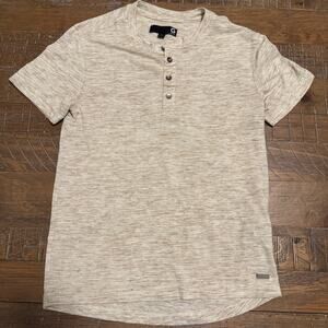 G by Guess Oatmeal Henley Tee Size XS Casual Basic Layering Comfy School